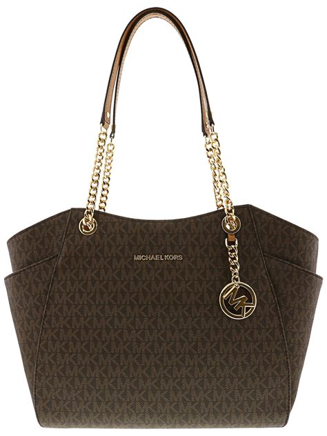 Michael Kors Jet Set Travel Large Leather Chain Shoulder Tote 